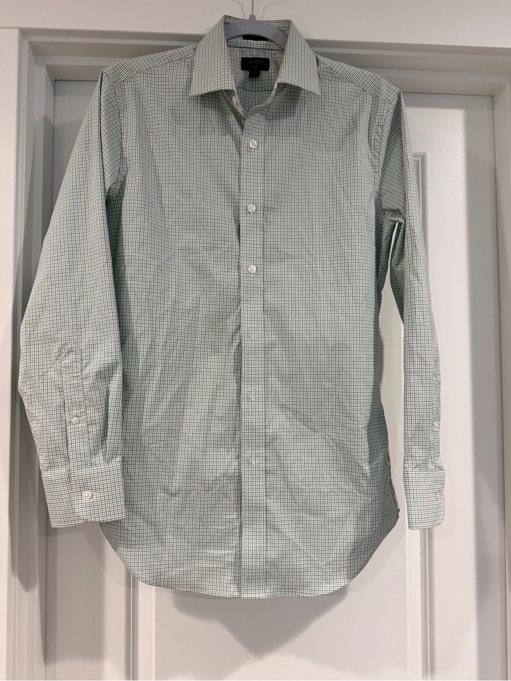 J. Crew Slim Fit Green Micro-Check Dress Shirt